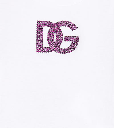 Shop Dolce & Gabbana Embellished Cotton Jersey T-shirt In Pink
