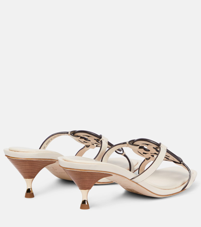 Shop Tory Burch Geo Bombe Miller Leather Sandals In White