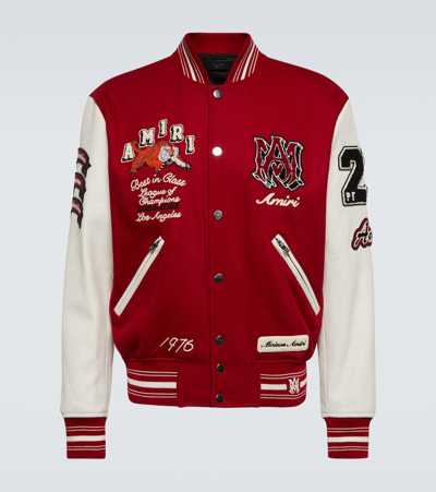 Amiri Logo-patch Varsity Jacket In Red