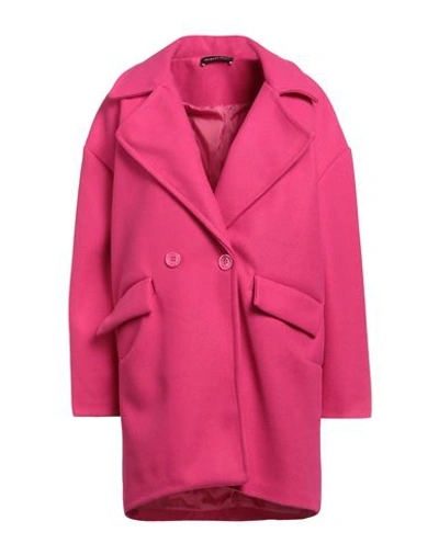 Shop Vanessa Scott Woman Coat Fuchsia Size Onesize Polyester, Viscose, Elastane In Pink