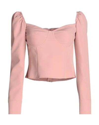 Shop Valeria Mazza Woman Top Pink Size 6 Polyester, Elastane