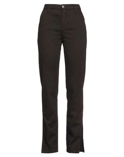 Federica Tosi Woman Pants Dark Brown Size 26 Cotton, Elastane In Brown