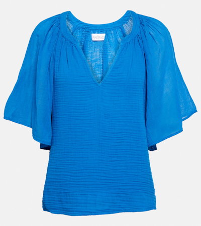 Shop Velvet Belle Cotton Top In Blue