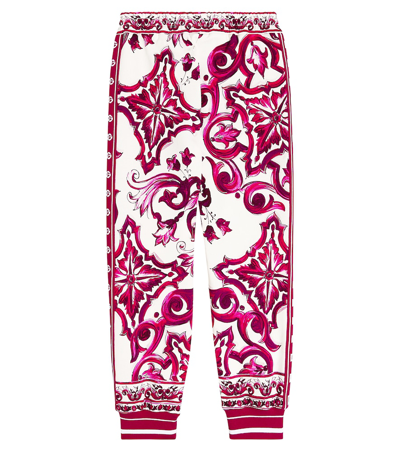 Shop Dolce & Gabbana Majolica Printed Cotton Sweatpants In Pink