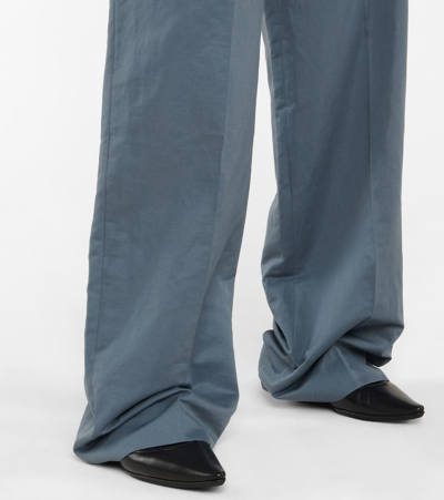 Shop The Row Gaugin High-rise Cotton And Ramie Pants In Blue