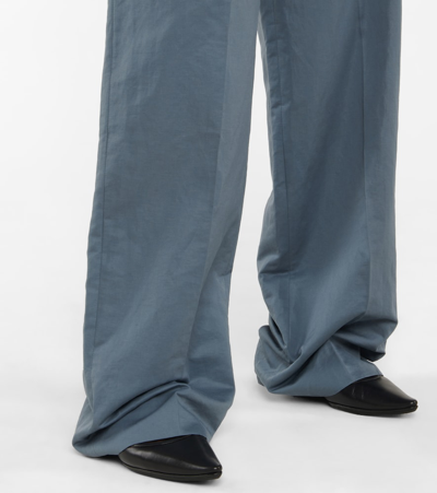 The Row Gaugin Cotton And Ramie-blend Wide-leg Pants In Blue