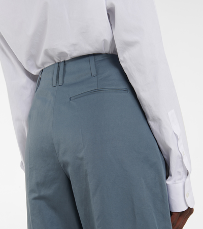 Shop The Row Gaugin High-rise Cotton And Ramie Pants In Blue