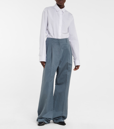 Shop The Row Gaugin High-rise Cotton And Ramie Pants In Blue