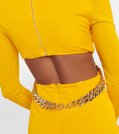 Shop Rebecca Vallance Phoenix Cutout Jersey Midi Dress In Yellow