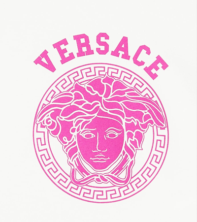 Versace White T-shirt For Baby Girl With Medusa And Logo In Multicoloured