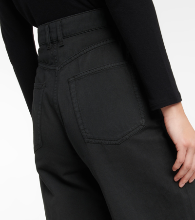 Shop The Row Delton Cotton And Linen Straight Pants In Black