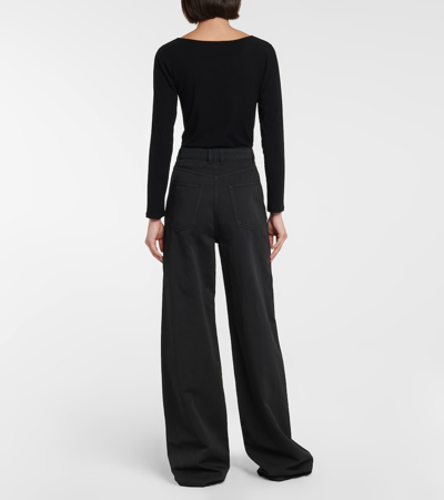 Shop The Row Delton Cotton And Linen Straight Pants In Black