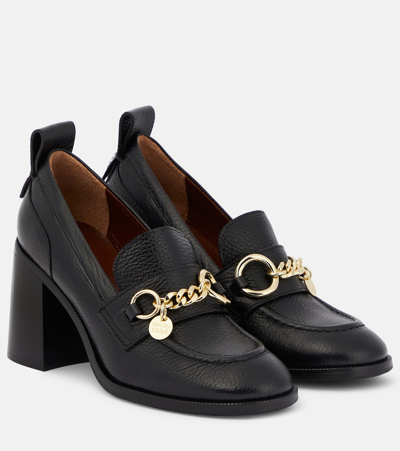 Shop See By Chloé Aryel Leather Loafer Pumps In Black