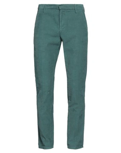 Shop Dondup Man Pants Emerald Green Size 30 Cotton, Elastane