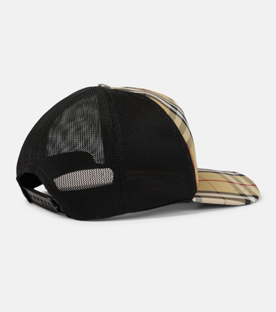 Shop Burberry Vintage Check And Mesh Baseball Cap In Brown