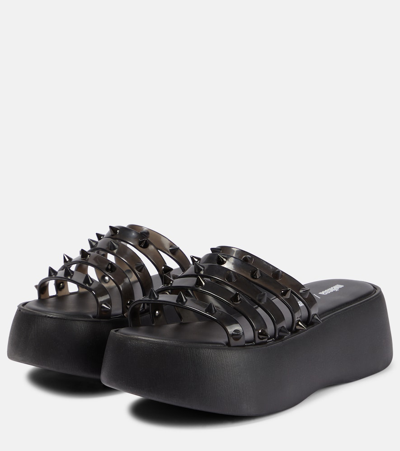 Shop Jean Paul Gaultier X Melissa Becky Punk Platform Slides In Black