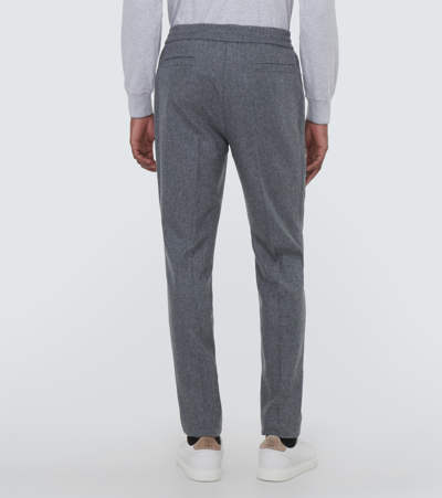 Shop Brunello Cucinelli Drawstring Wool Pants In Grey