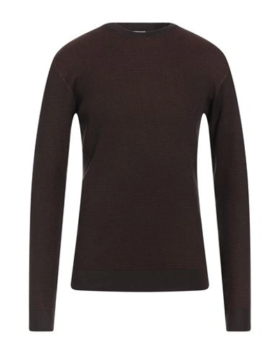 Shop Sseinse Man Sweater Dark Brown Size Xl Viscose, Nylon