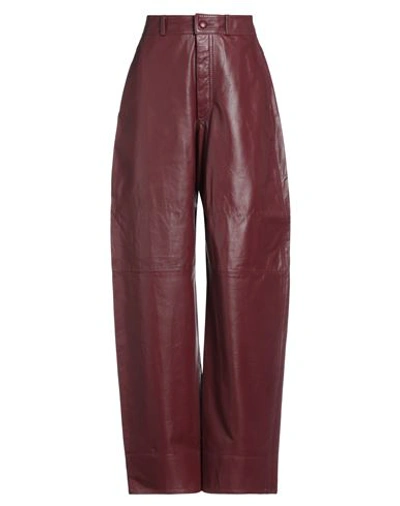 Shop Nynne Woman Pants Burgundy Size 2 Soft Leather In Red