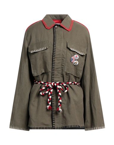 Shop De' Hart Woman Overcoat & Trench Coat Military Green Size M Cotton