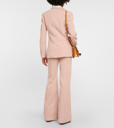 Shop Chloé Single-breasted Cotton Corduroy Blazer In Pink