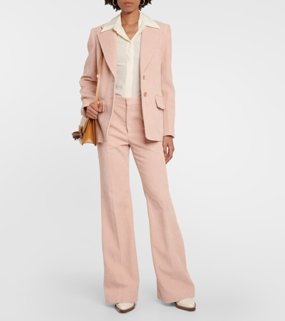 Shop Chloé Single-breasted Cotton Corduroy Blazer In Pink