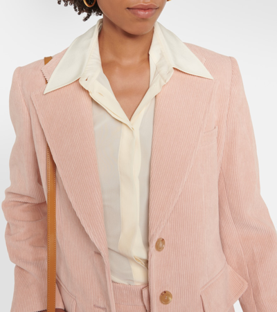 Shop Chloé Single-breasted Cotton Corduroy Blazer In Pink