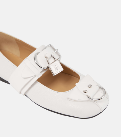 Shop Jw Anderson Lock Leather Ballet Flats In White