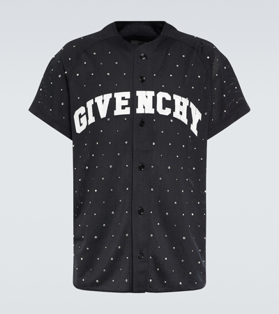 Shop Givenchy Logo Embellished Mesh Baseball Shirt In Black