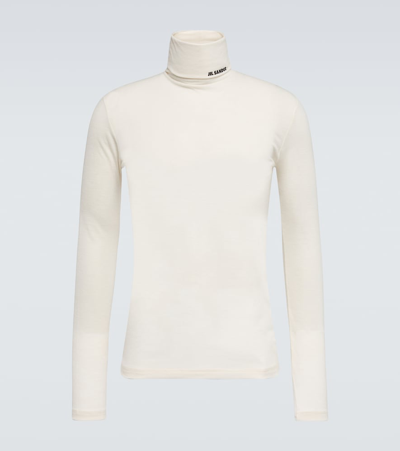 Shop Jil Sander Logo Turtleneck Sweater In White