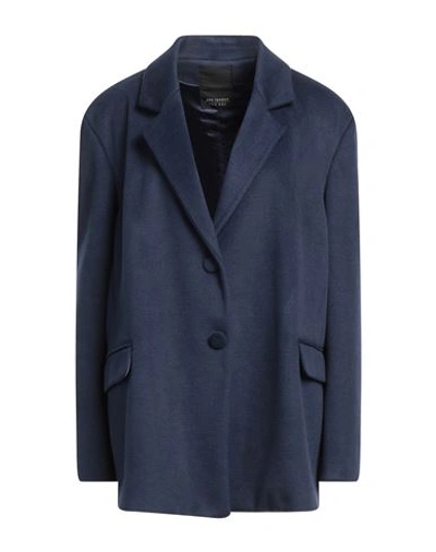 Shop Yes London Woman Blazer Navy Blue Size 8 Polyester, Viscose