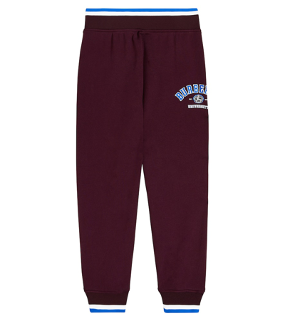 Shop Burberry Logo Cotton Jersey Sweatpants In Red