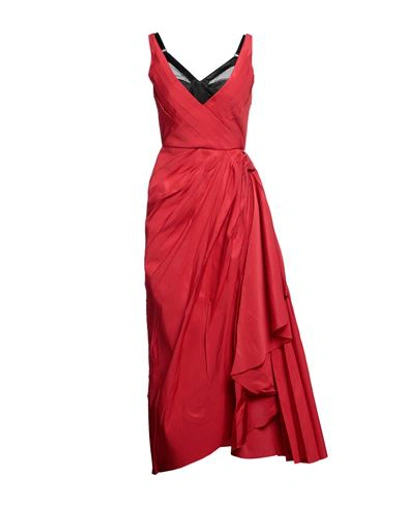 Shop Alexander Mcqueen Woman Maxi Dress Red Size 6 Polyester, Silk, Polyamide