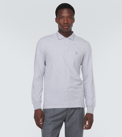 Shop Brunello Cucinelli Cotton Polo Shirt In Grey