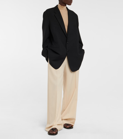 The Row Gordon Wide-leg Wool Trousers In Beige