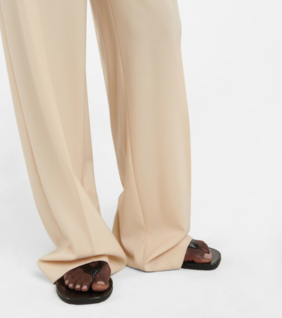 The Row Gordon Wide-leg Wool Trousers In Beige
