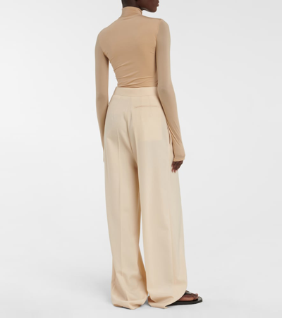 The Row Gordon Wide-leg Wool Trousers In Beige