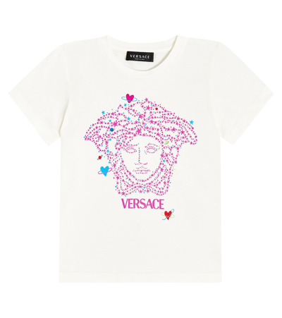 Shop Versace Printed Cotton Jersey T-shirt In White