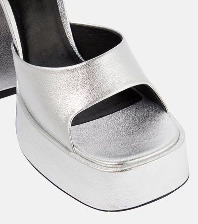 Shop Versace Medusa Aevitas Leather Platform Sandals In Silver