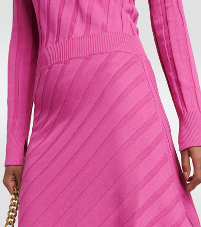 Stella Mccartney Asymmetric Rib-knit Midi Skirt In Beige