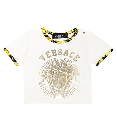 Shop Versace Baby Barocco Cotton-blend Jersey T-shirt In Multicoloured
