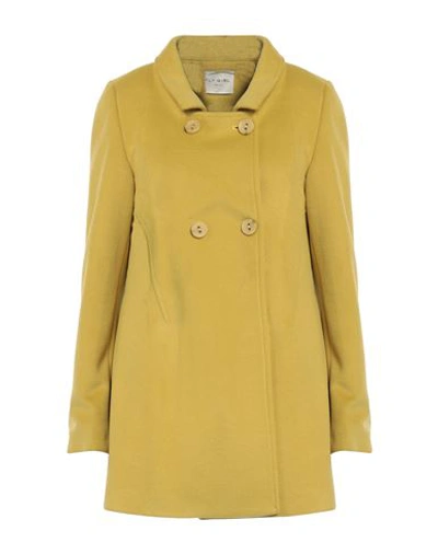 Shop Fly Girl Woman Coat Mustard Size 4 Polyester, Viscose, Elastane In Yellow