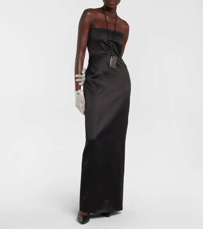 The Row Reeta Wool And Silk Maxi Dress In Black