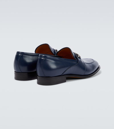 Shop Gucci Interlocking G Leather Loafers In Blue