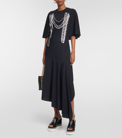 Stella Mccartney Trompe L'oeil-print Asymmetric Dress In Black