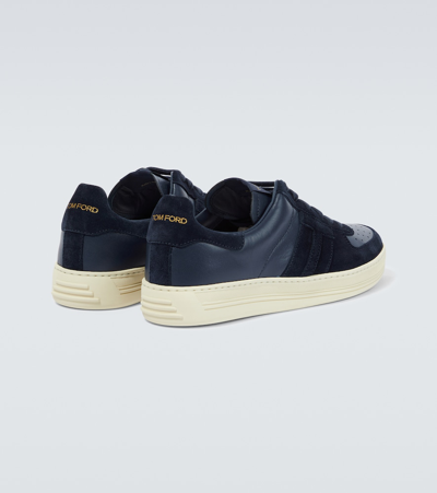 Shop Tom Ford Radcliffe Suede And Leather Sneakers In Blue