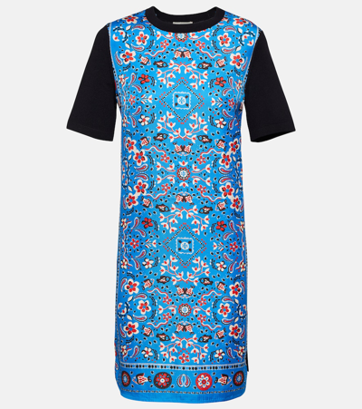 Shop Tory Burch Silk And Wool Minidress In Blue