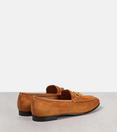 Shop Gucci Jordaan Suede Loafers In White