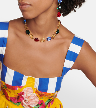 Shop Dolce & Gabbana Dg Embellished Choker In Multicoloured