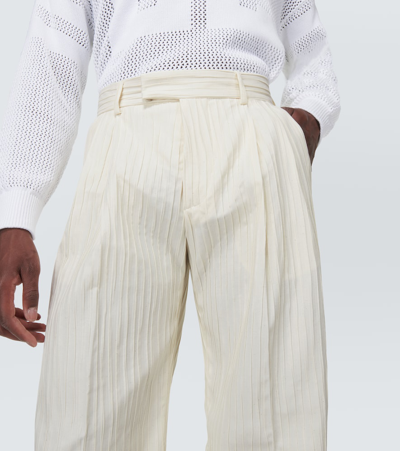 Shop Amiri Wide-leg Twill Pants In White